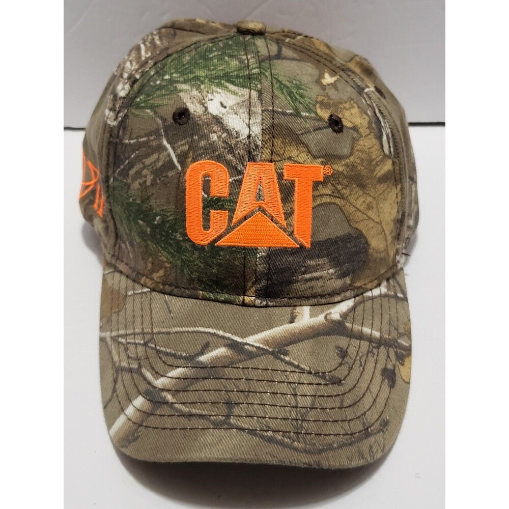 CAT Caterpillar Construction Hunting Camo Hat Cap Strap Back Velcr. Dri-Duck VIP